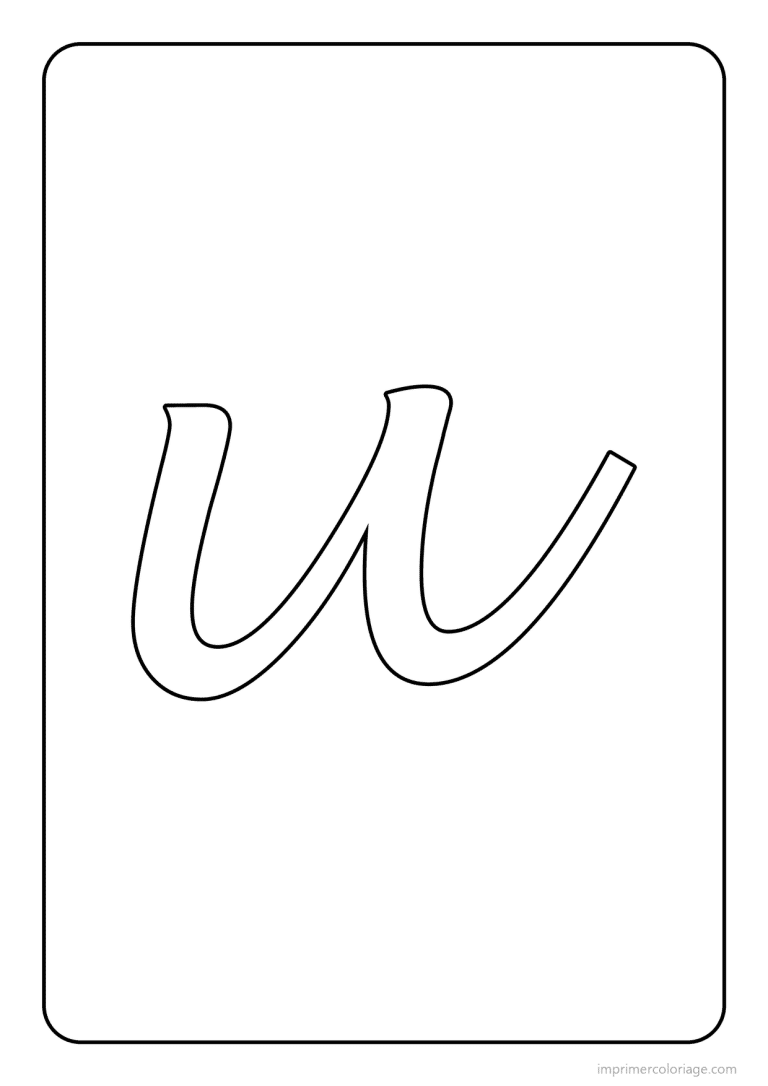 coloriage lettre u minuscule cursive - dessin gratuit &agrave; imprimer