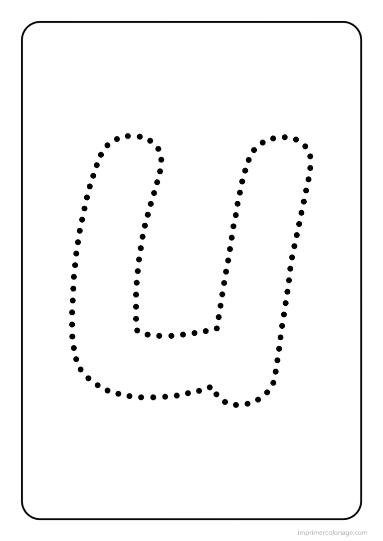 coloriage lettre u minuscule pointilles - dessin gratuit &agrave; imprimer