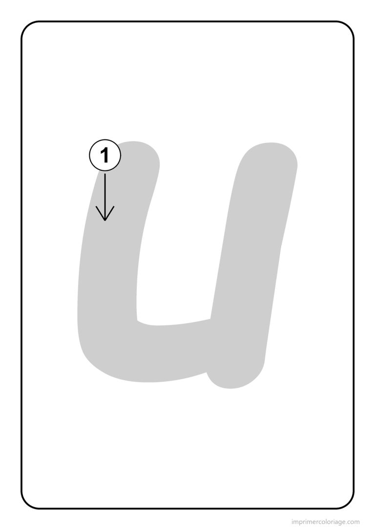 coloriage lettre u minuscule sens du trace - dessin gratuit &agrave; imprimer
