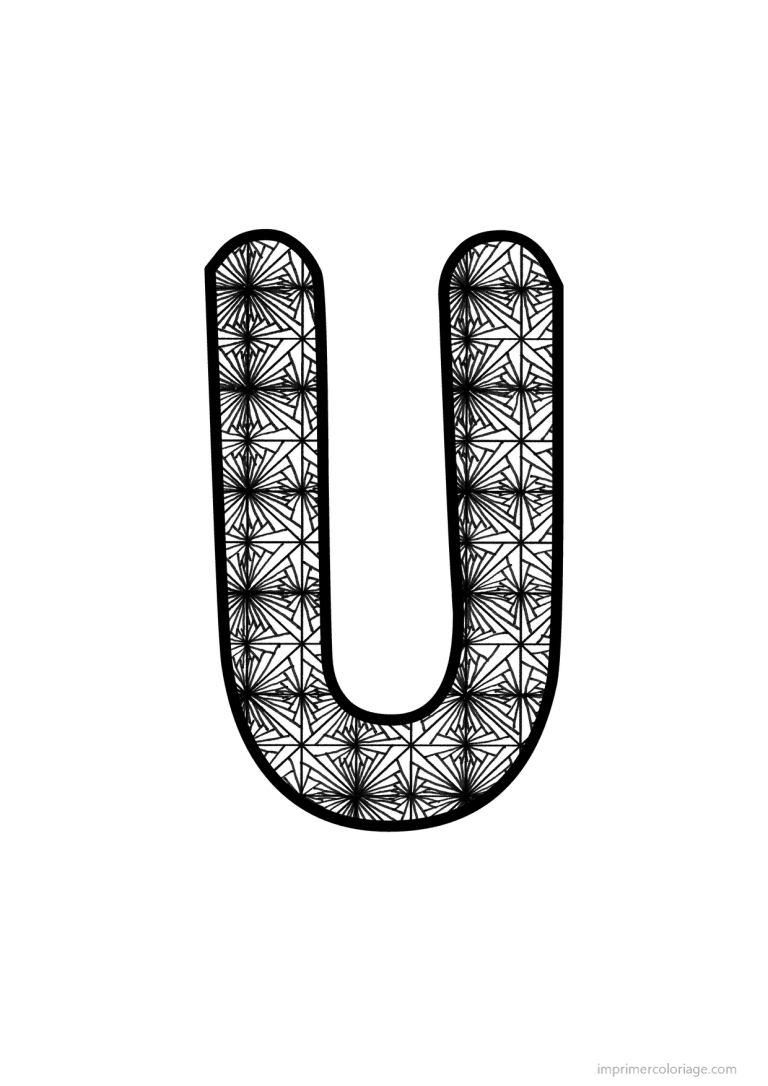 coloriage lettre u motif fleuri - dessin gratuit &agrave; imprimer