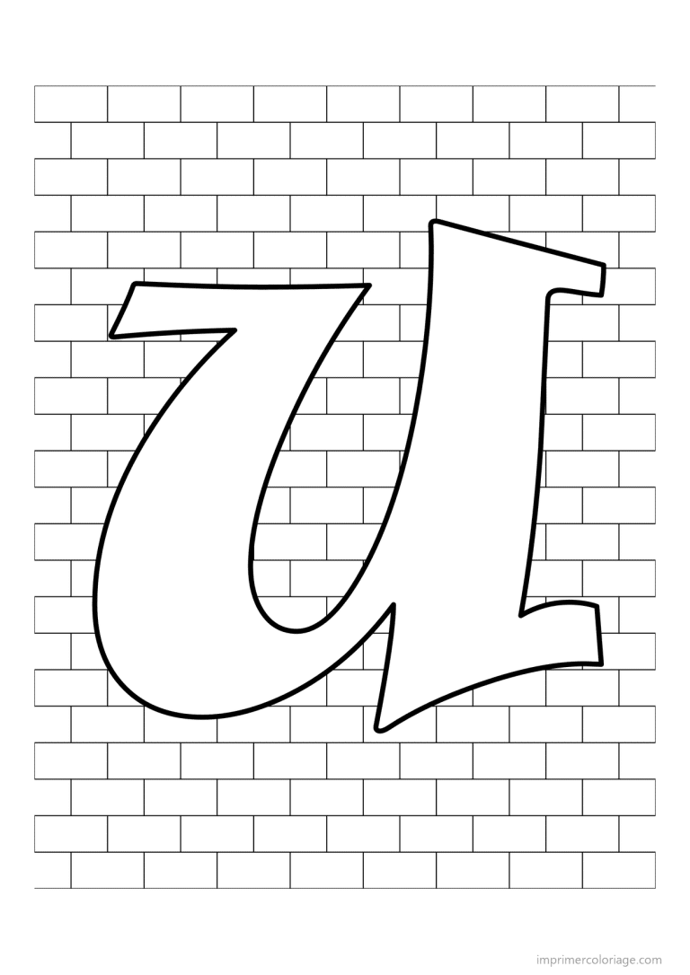 coloriage lettre u mur de briques - dessin gratuit &agrave; imprimer