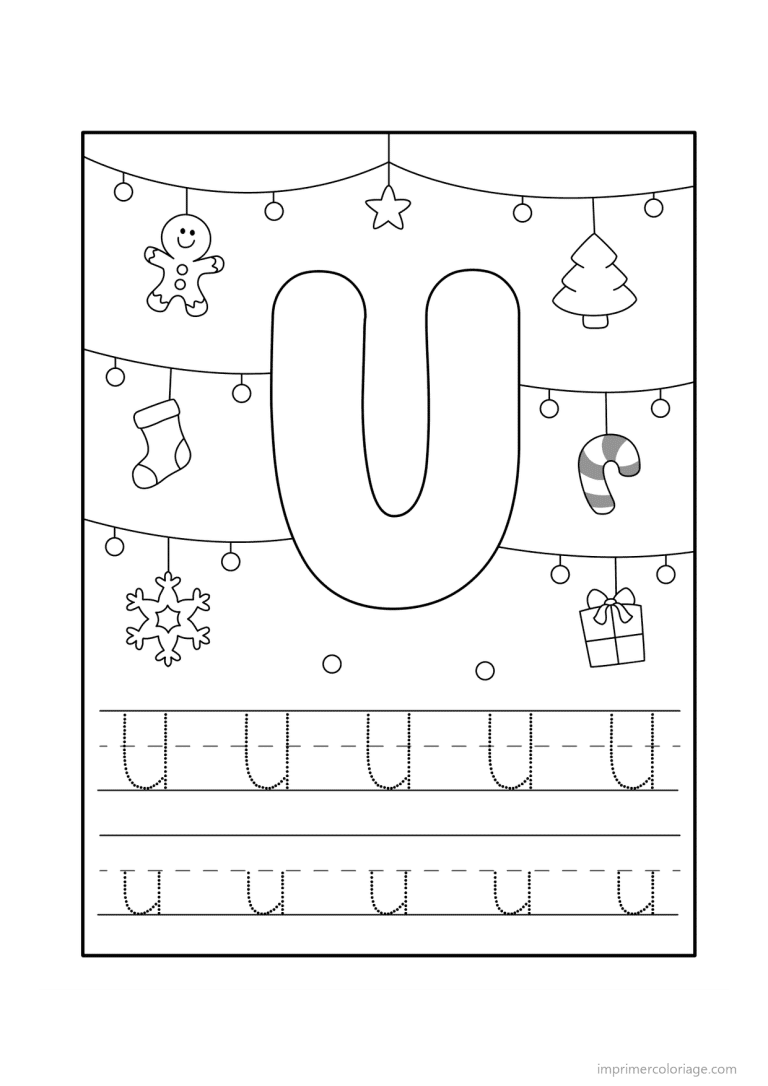 coloriage lettre u noel - dessin gratuit &agrave; imprimer