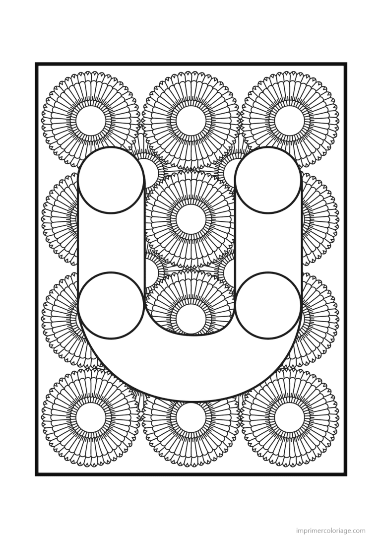 coloriage lettre u rosaces - dessin gratuit &agrave; imprimer