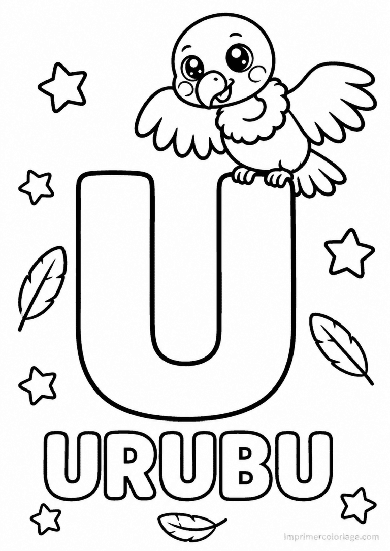 coloriage lettre u urubu - dessin gratuit &agrave; imprimer