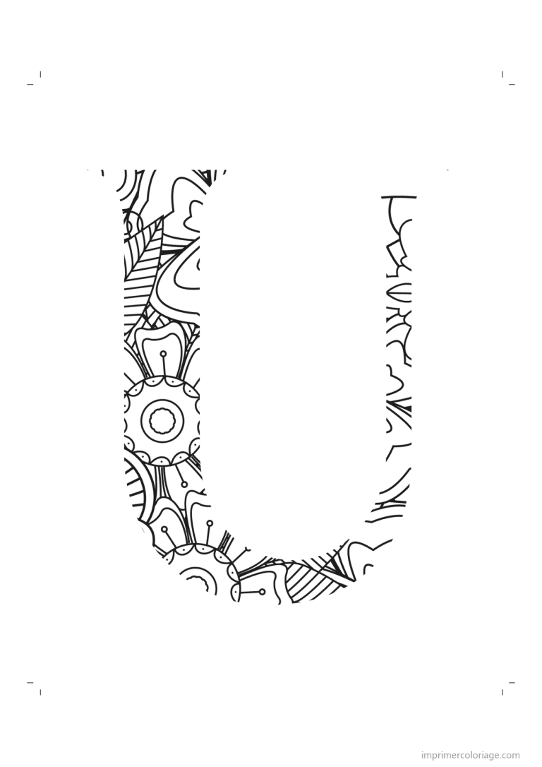coloriage lettre u zentangle - dessin gratuit &agrave; imprimer