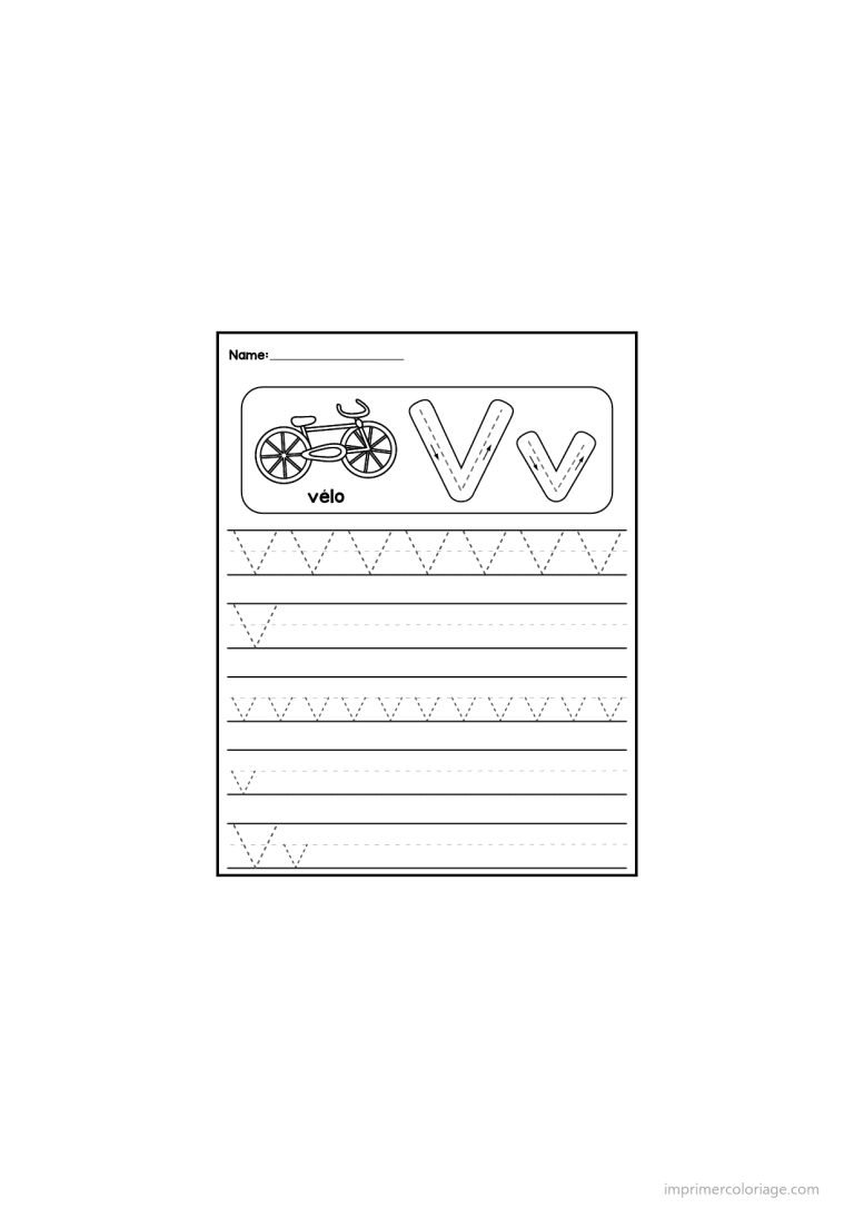 coloriage lettre v ecriture - dessin gratuit &agrave; imprimer