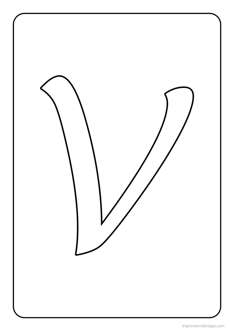 coloriage lettre v majuscule cursive - dessin gratuit &agrave; imprimer