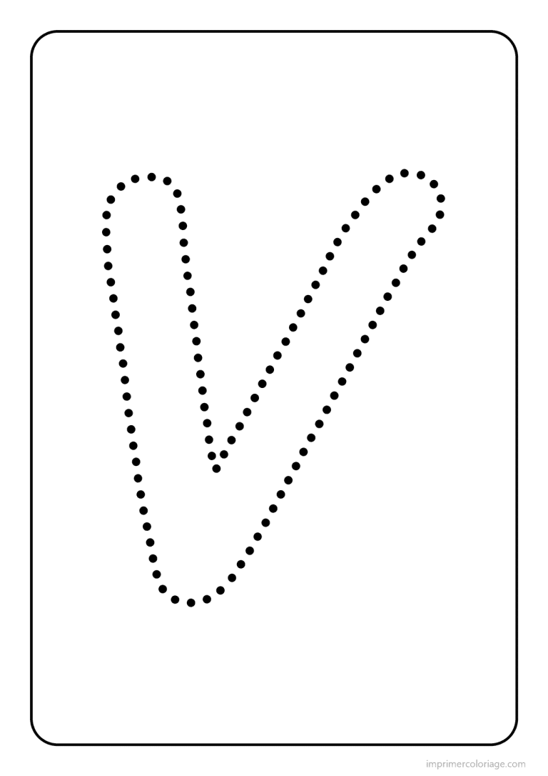 coloriage lettre v majuscule pointilles - dessin gratuit &agrave; imprimer