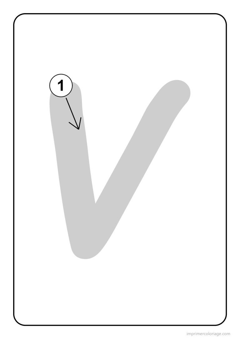 coloriage lettre v majuscule sens du trace - dessin gratuit &agrave; imprimer