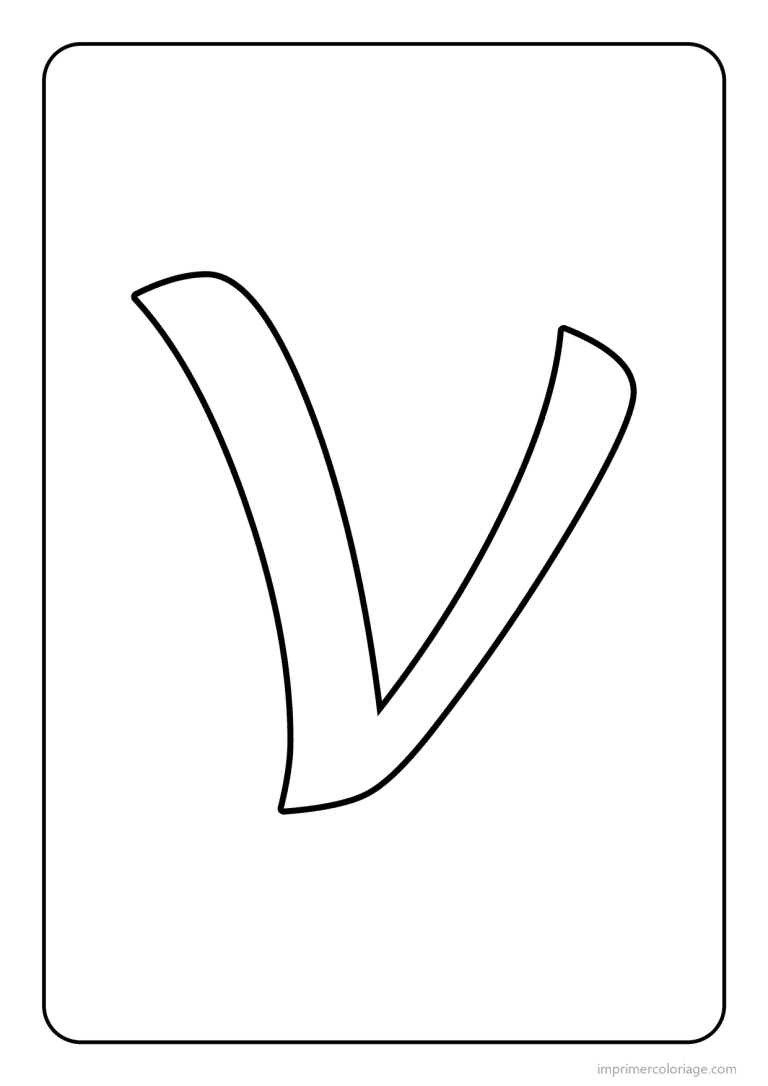 coloriage lettre v minuscule cursive - dessin gratuit &agrave; imprimer