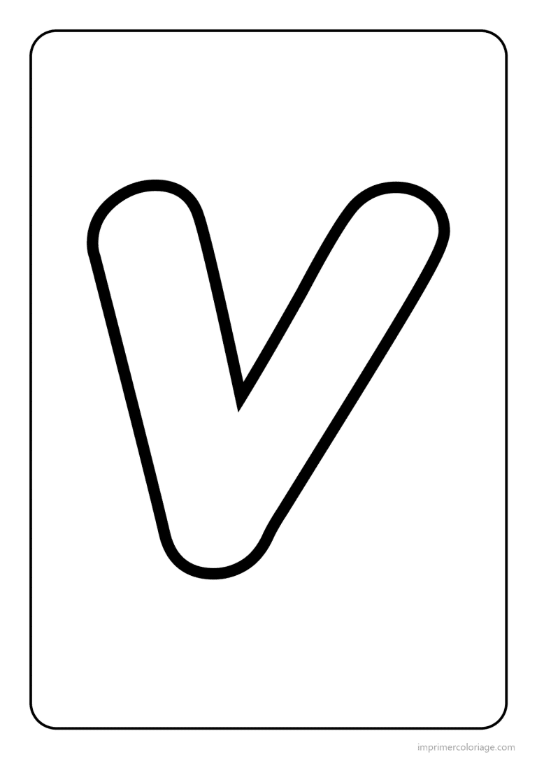 coloriage lettre v minuscule gros traits - dessin gratuit &agrave; imprimer