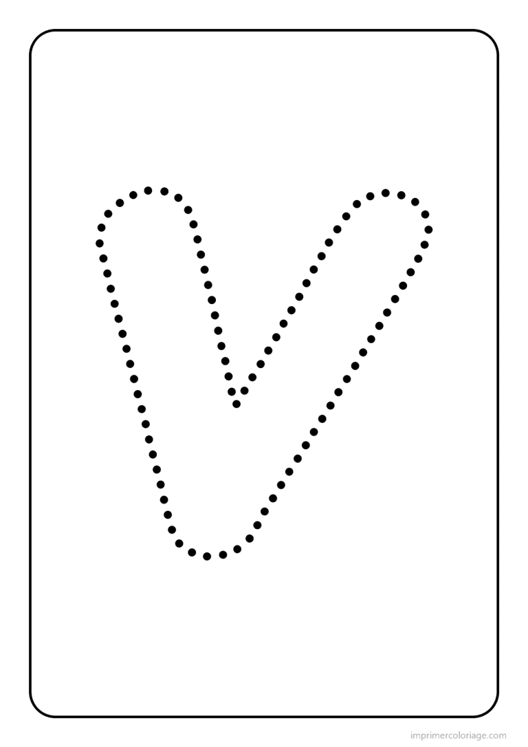 coloriage lettre v minuscule pointilles - dessin gratuit &agrave; imprimer