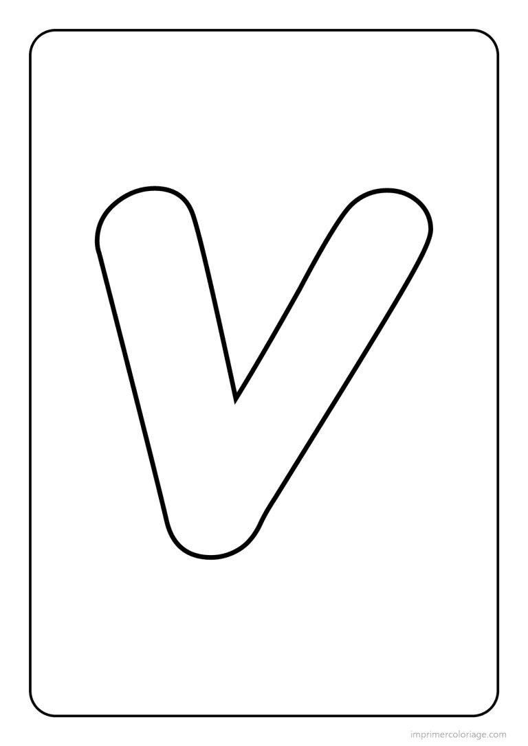 coloriage lettre v minuscule simple - dessin gratuit &agrave; imprimer