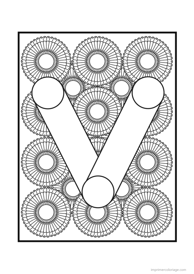 coloriage lettre v rosaces - dessin gratuit &agrave; imprimer