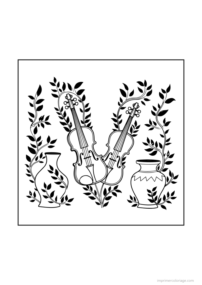coloriage lettre v scene illustree - dessin gratuit &agrave; imprimer