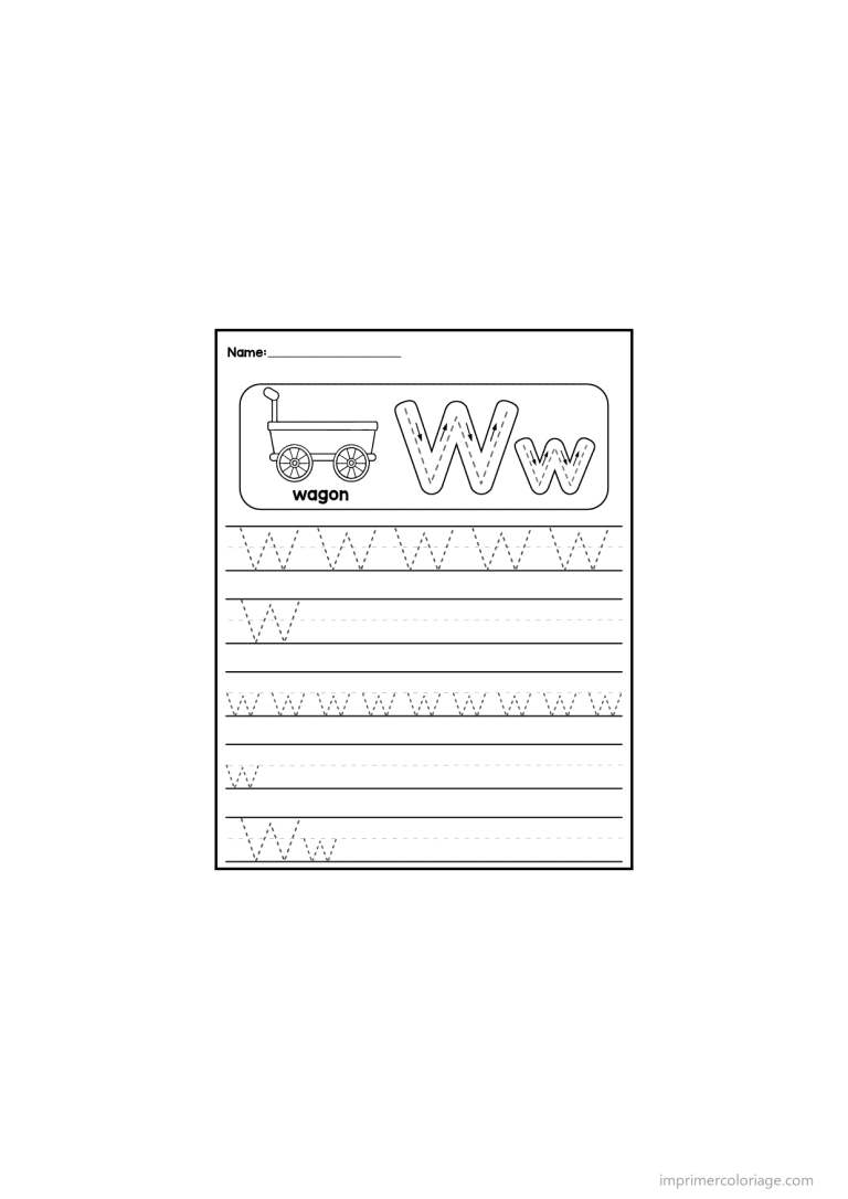 coloriage lettre w ecriture - dessin gratuit &agrave; imprimer