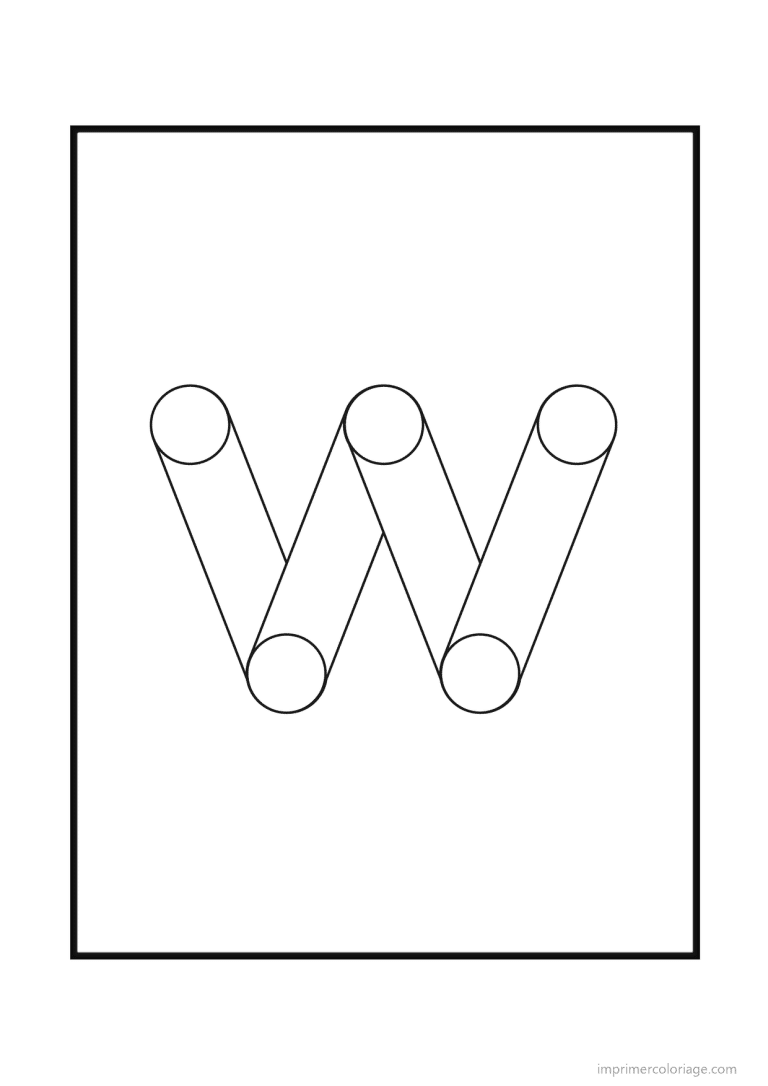 coloriage lettre w geometrique - dessin gratuit &agrave; imprimer