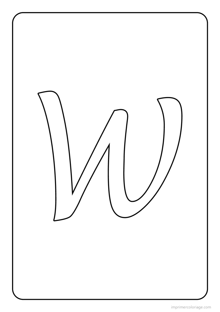 coloriage lettre w majuscule cursive - dessin gratuit &agrave; imprimer