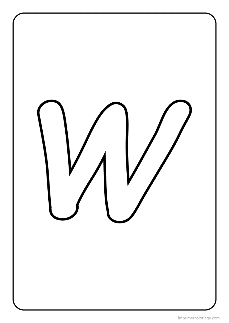 coloriage lettre w majuscule gros traits - dessin gratuit &agrave; imprimer