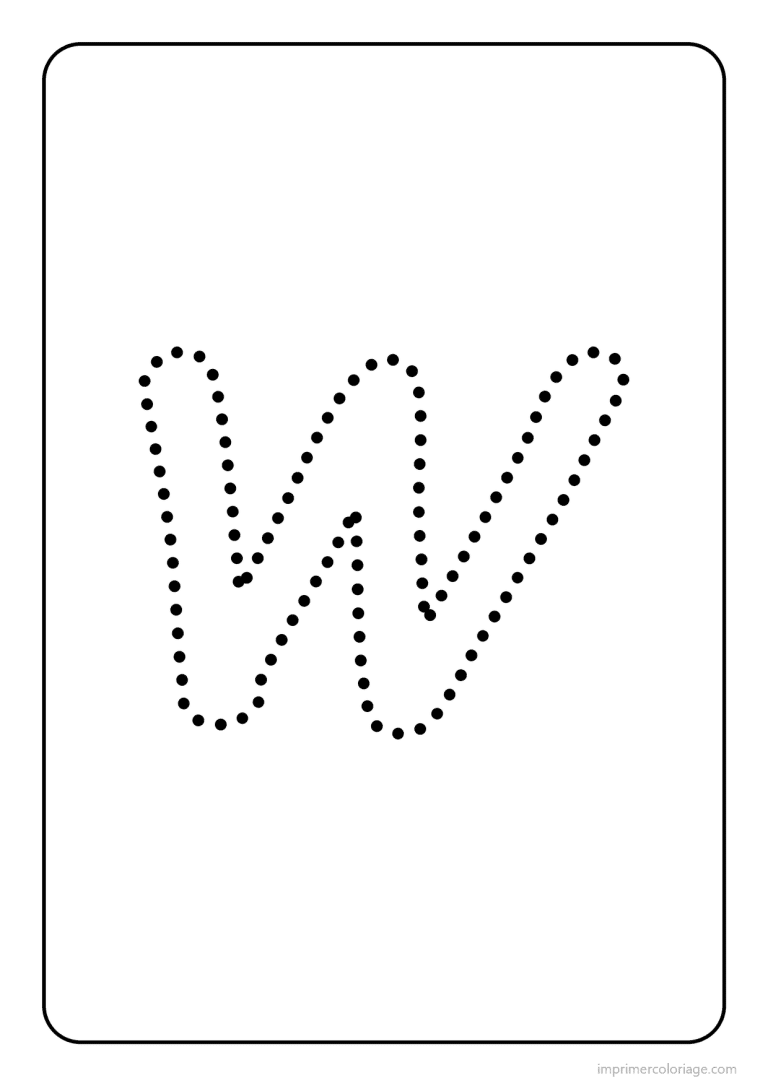 coloriage lettre w majuscule pointilles - dessin gratuit &agrave; imprimer