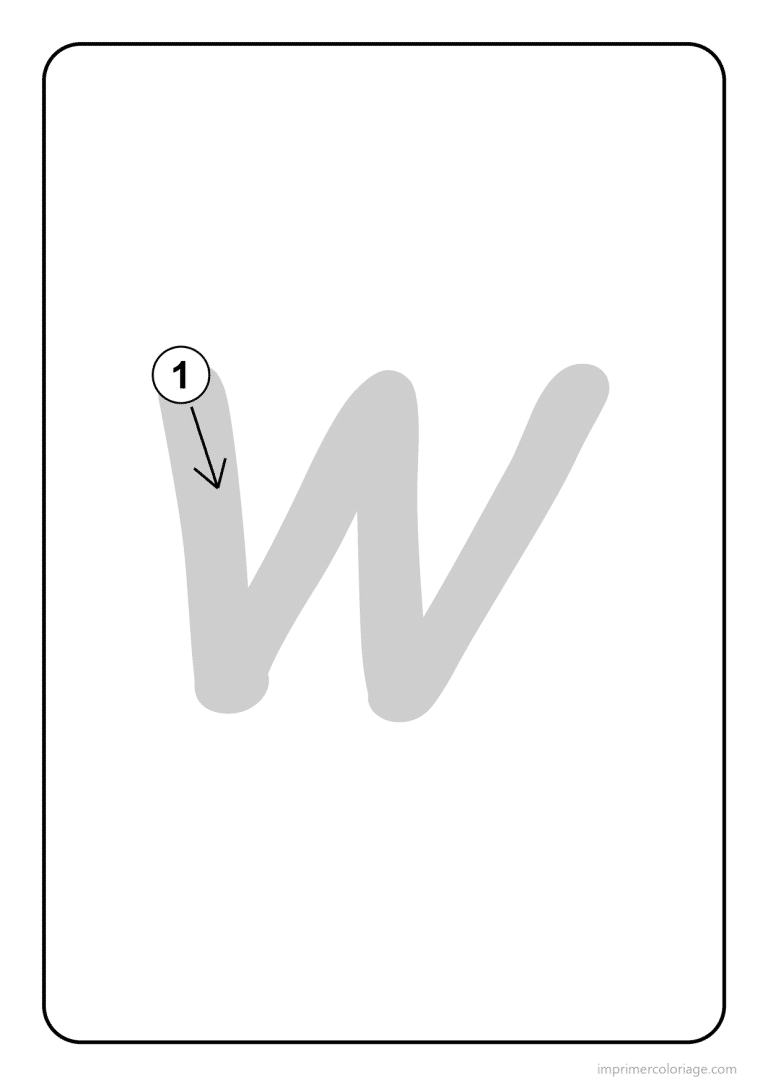 coloriage lettre w majuscule sens du trace - dessin gratuit &agrave; imprimer