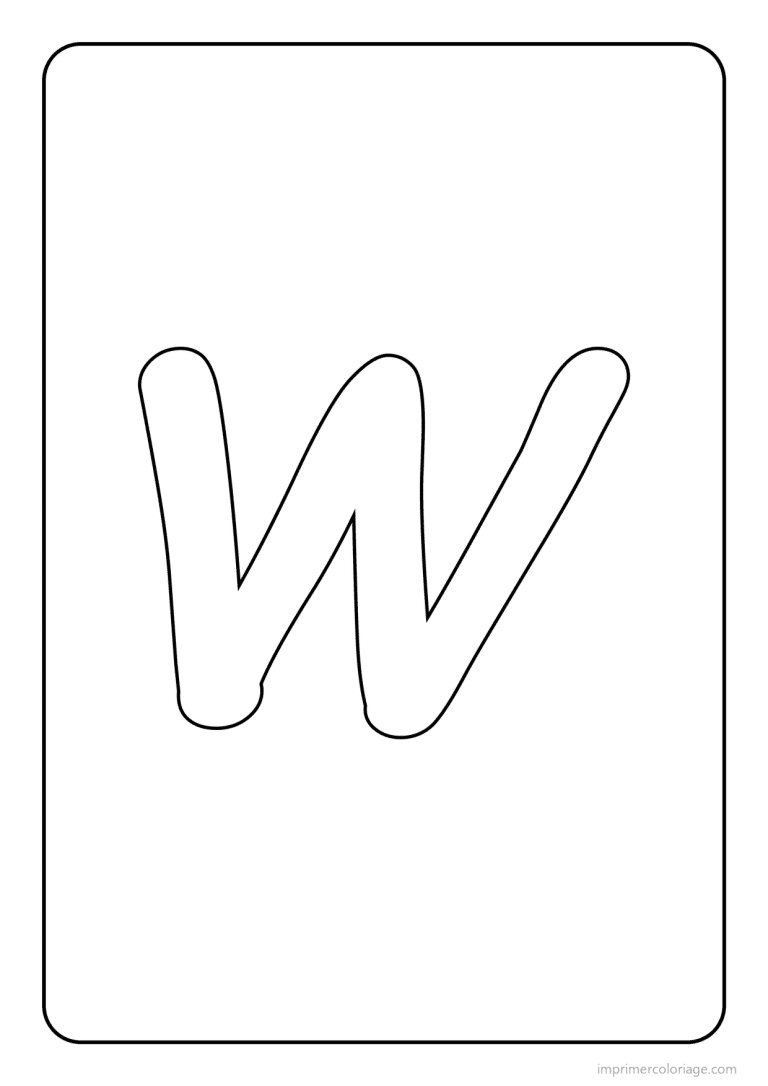 coloriage lettre w majuscule simple - dessin gratuit &agrave; imprimer