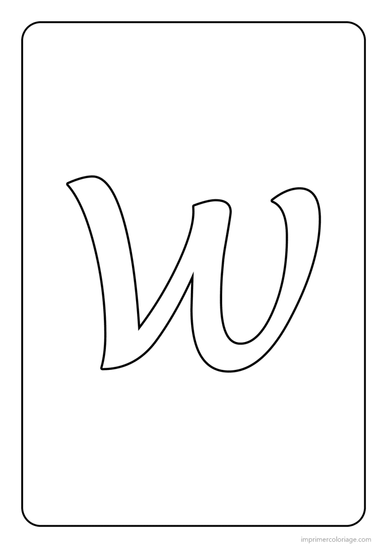 coloriage lettre w minuscule cursive - dessin gratuit &agrave; imprimer
