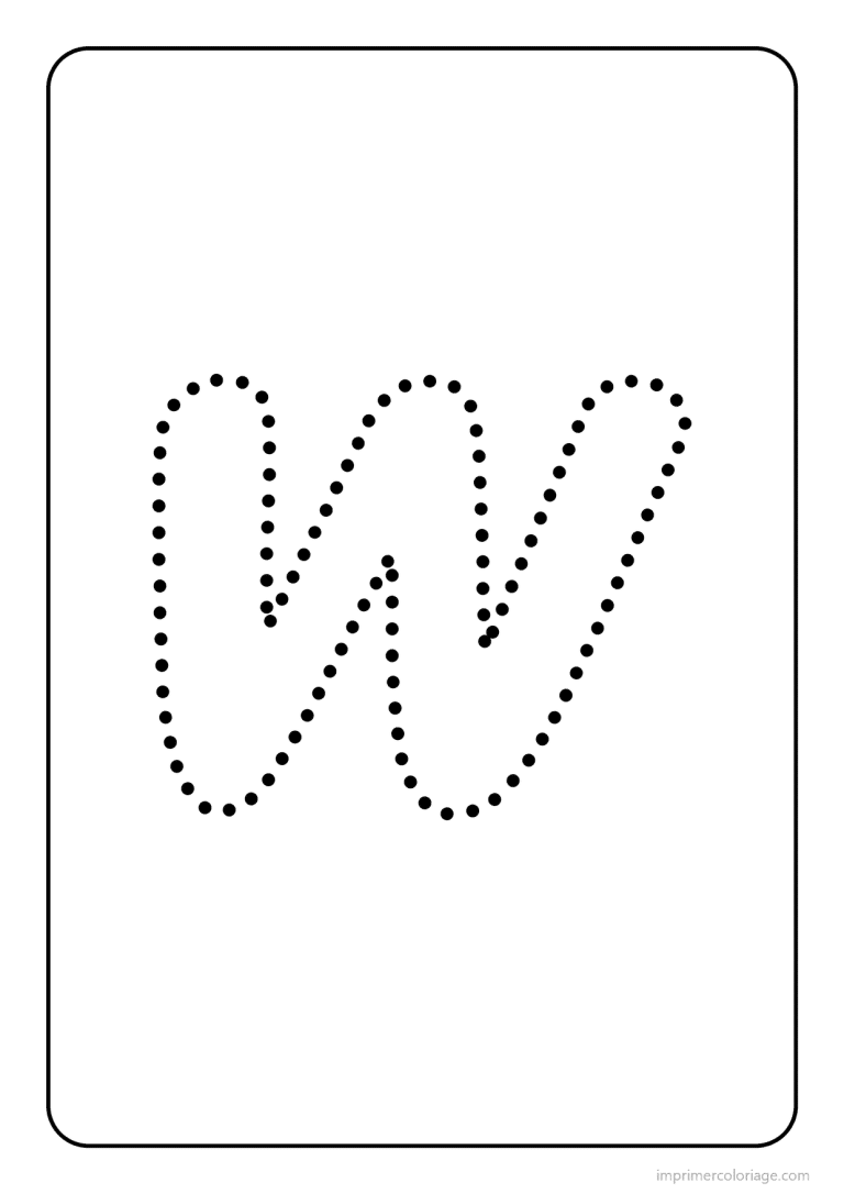 coloriage lettre w minuscule pointilles - dessin gratuit &agrave; imprimer