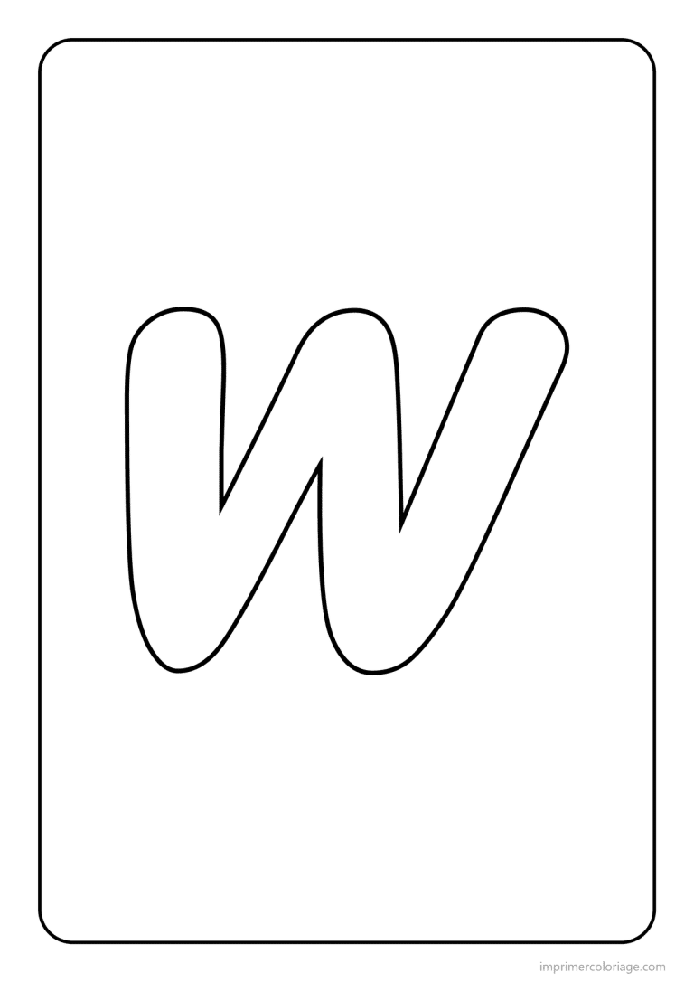 coloriage lettre w minuscule simple - dessin gratuit &agrave; imprimer