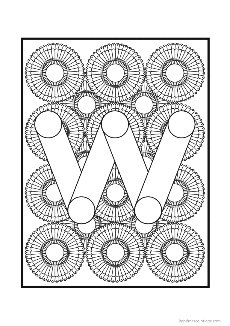 coloriage lettre w rosaces - dessin gratuit &agrave; imprimer