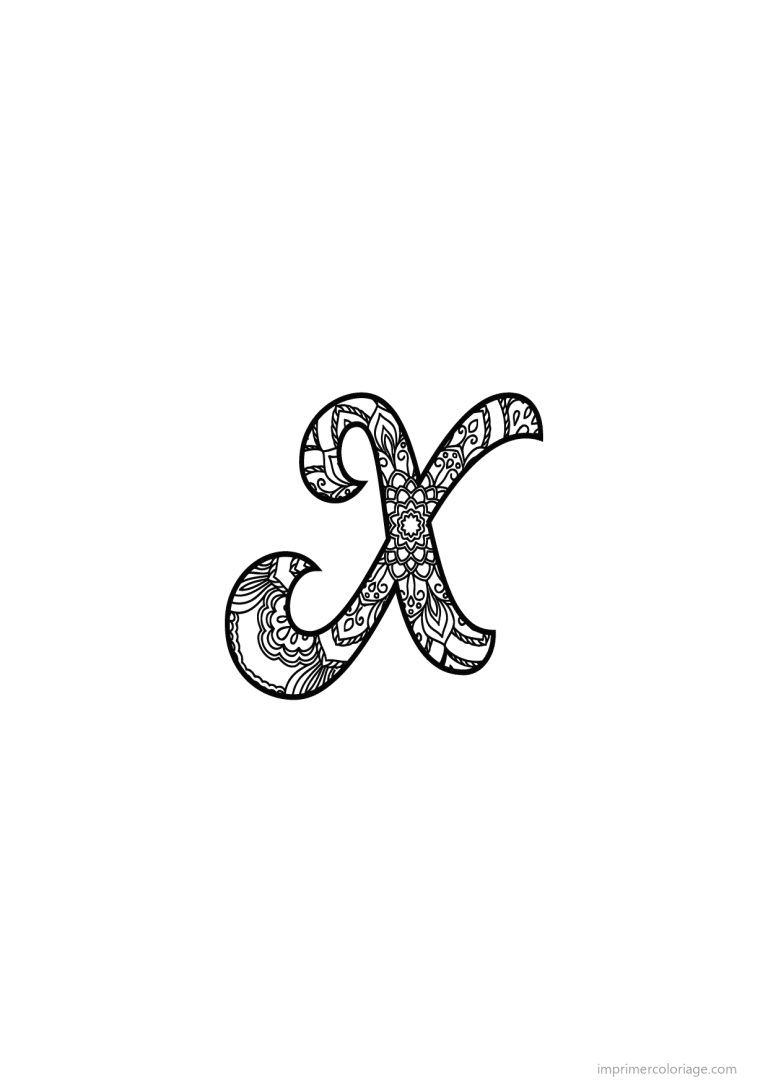 coloriage lettre x calligraphie - dessin gratuit &agrave; imprimer