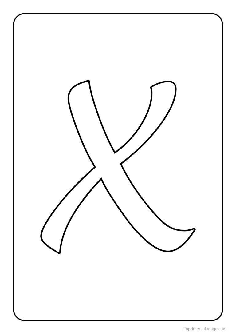 coloriage lettre x majuscule cursive - dessin gratuit &agrave; imprimer
