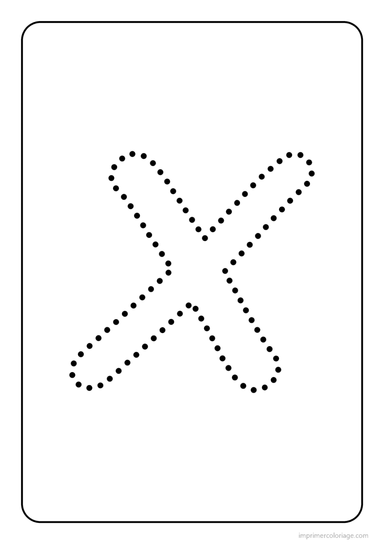 coloriage lettre x majuscule pointilles - dessin gratuit &agrave; imprimer