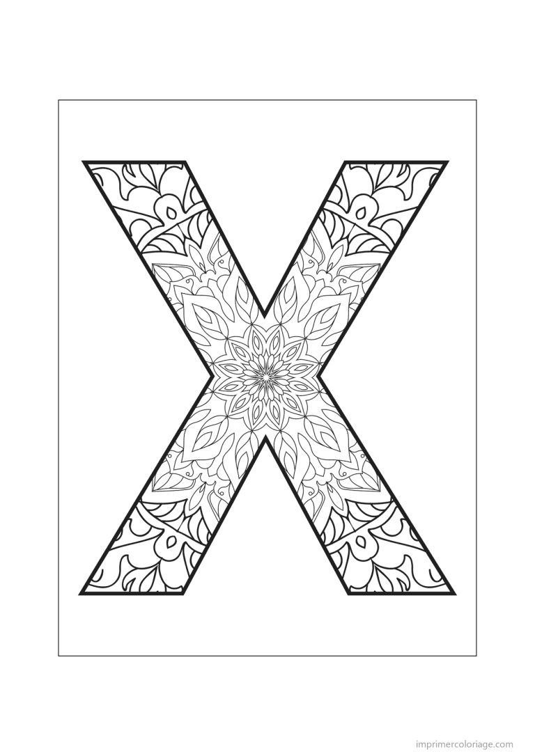 coloriage lettre x mandala - dessin gratuit &agrave; imprimer
