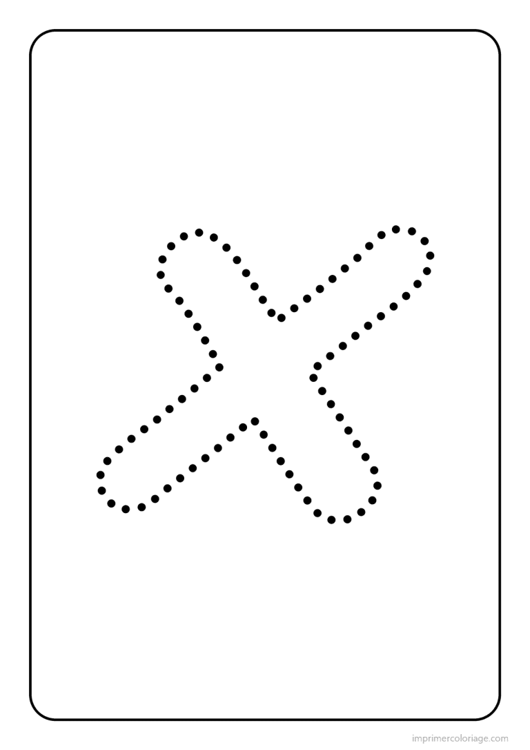 coloriage lettre x minuscule pointilles - dessin gratuit &agrave; imprimer