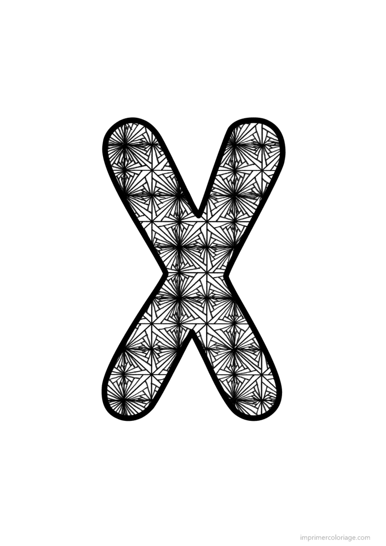 coloriage lettre x motif fleuri - dessin gratuit &agrave; imprimer
