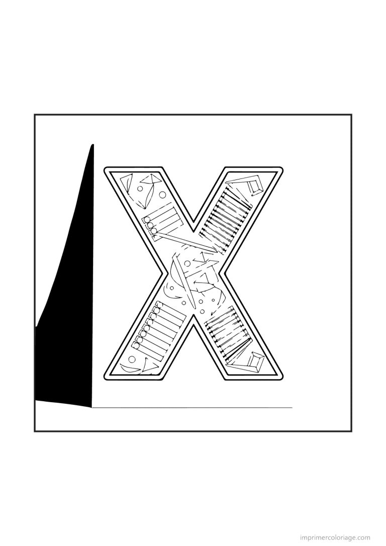 coloriage lettre x objets animaux - dessin gratuit &agrave; imprimer