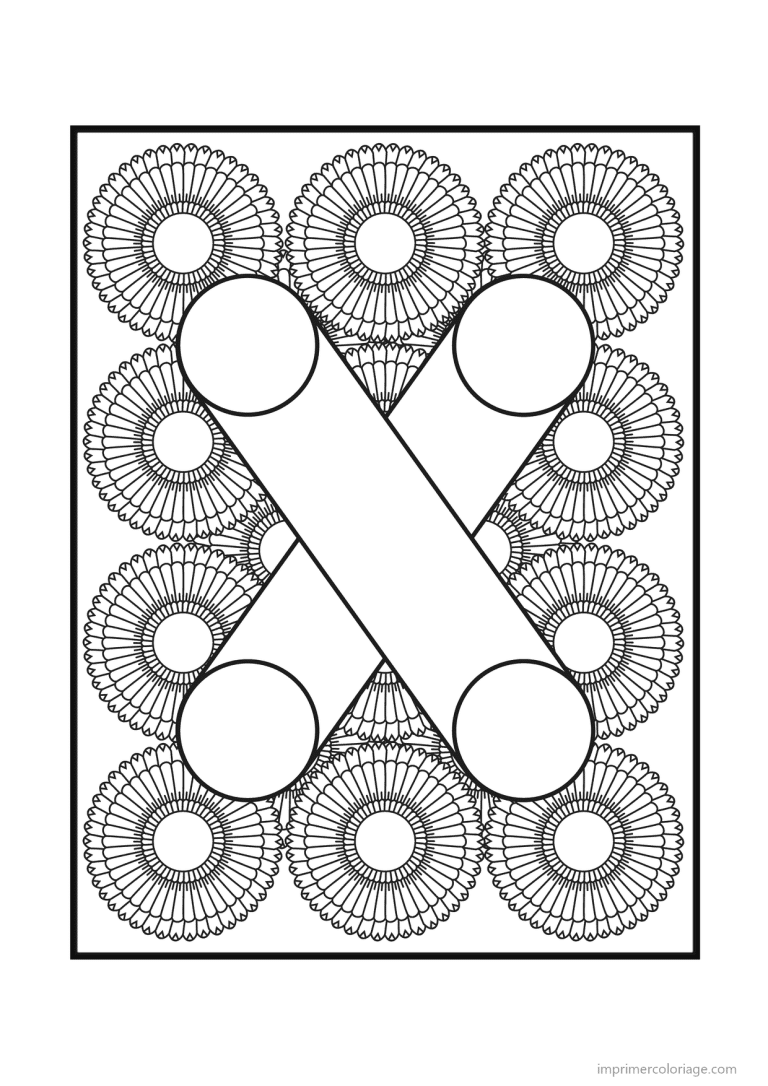 coloriage lettre x rosaces - dessin gratuit &agrave; imprimer