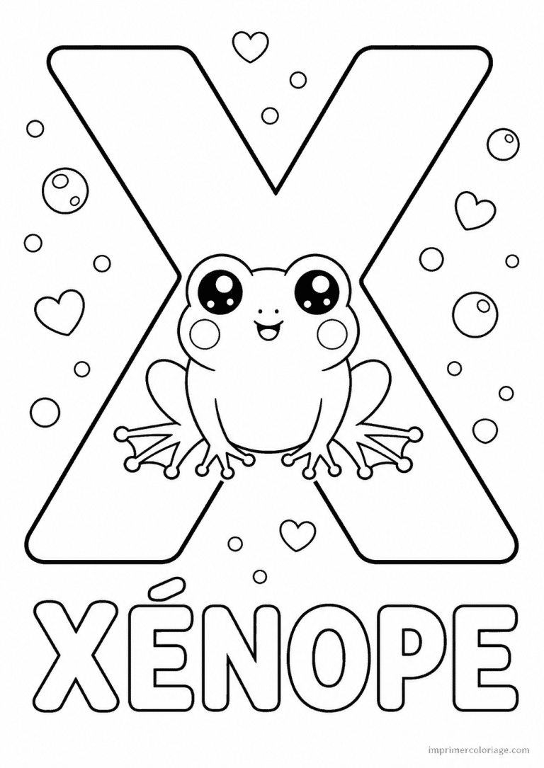 coloriage lettre x xenope - dessin gratuit &agrave; imprimer