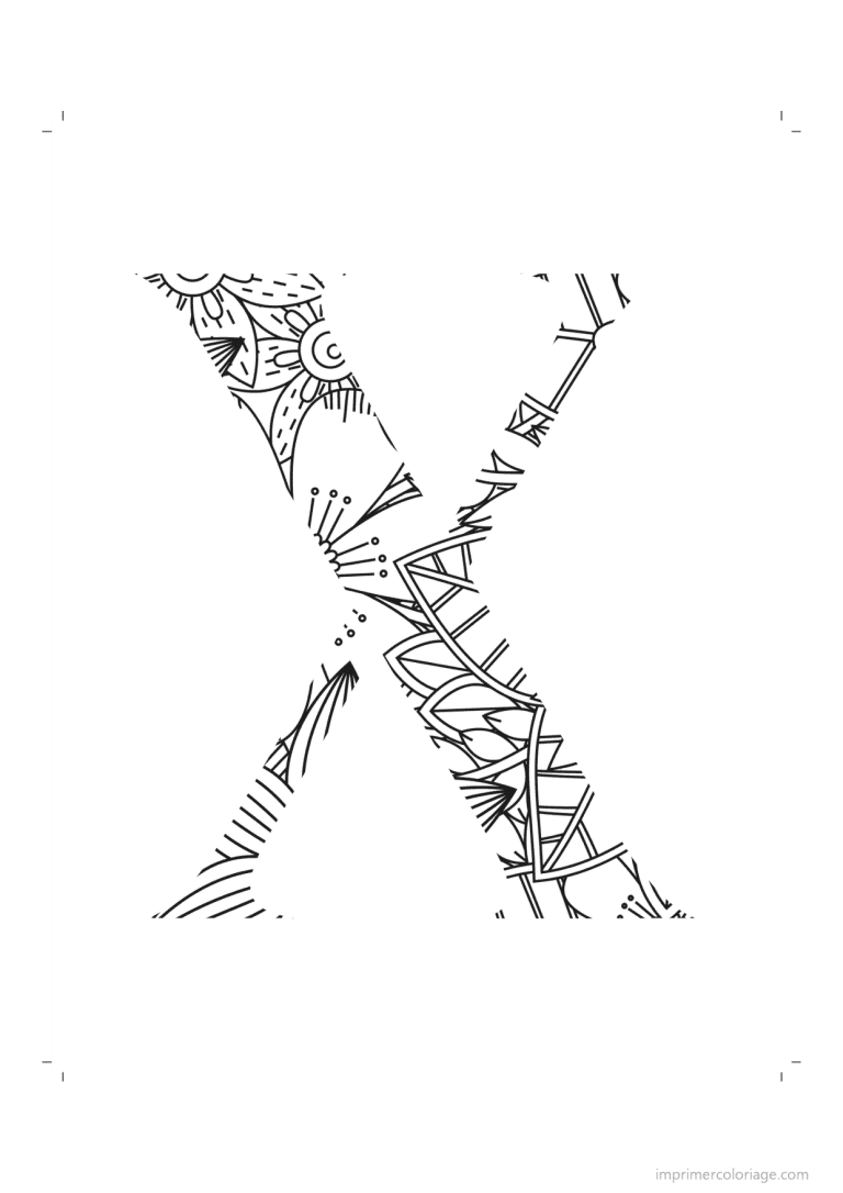 coloriage lettre x zentangle - dessin gratuit &agrave; imprimer