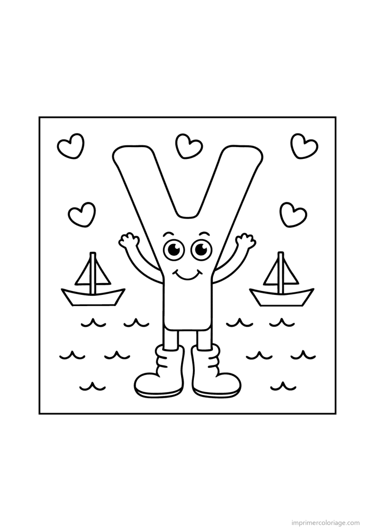 coloriage lettre y bonhomme etoiles - dessin gratuit &agrave; imprimer