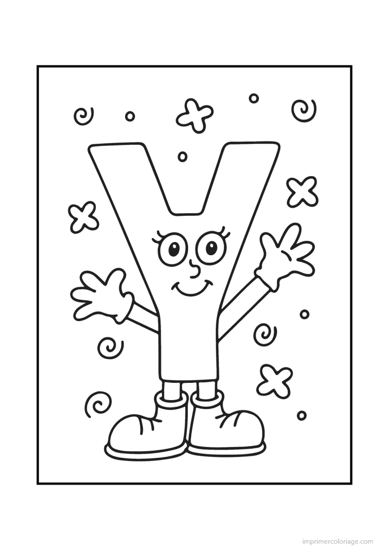 coloriage lettre y bonhomme souriant - dessin gratuit &agrave; imprimer