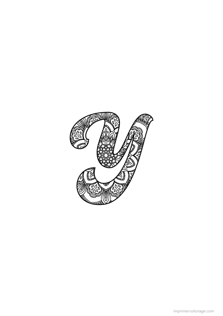 coloriage lettre y calligraphie - dessin gratuit &agrave; imprimer