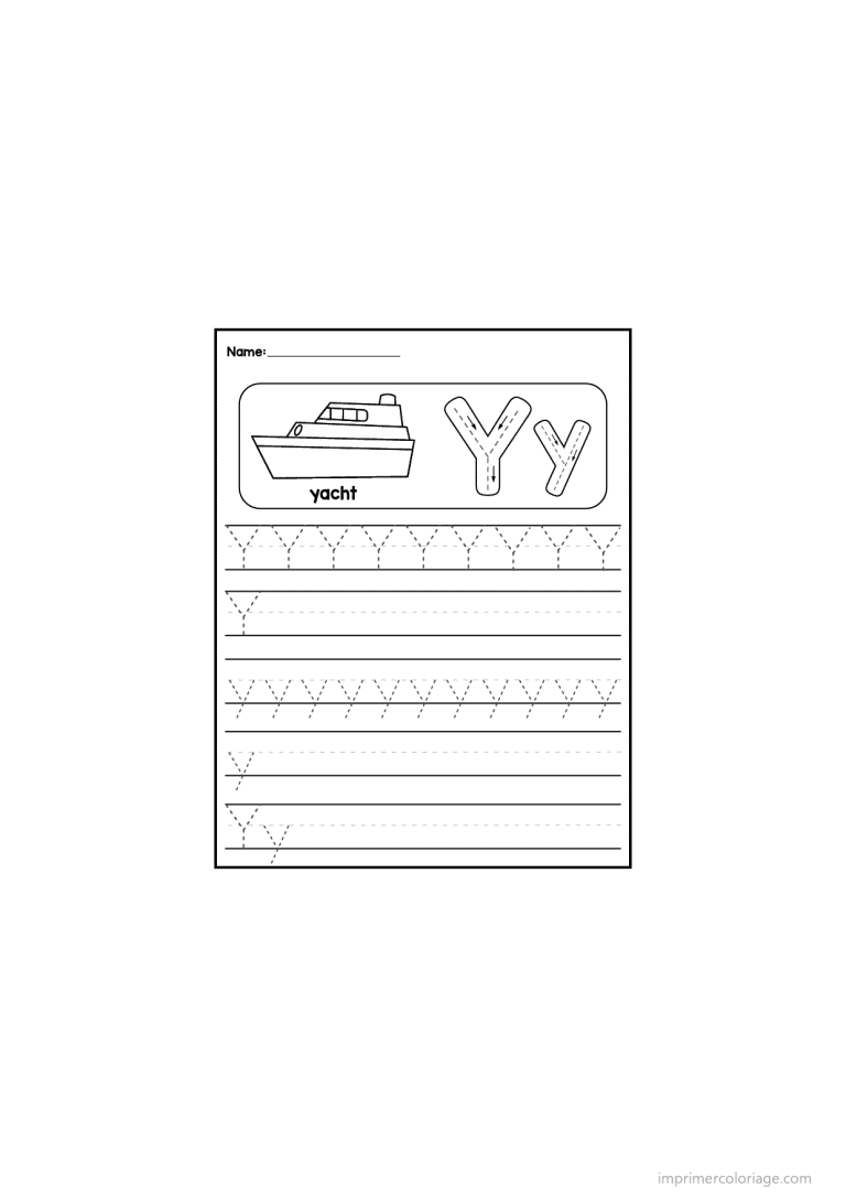 coloriage lettre y ecriture - dessin gratuit &agrave; imprimer