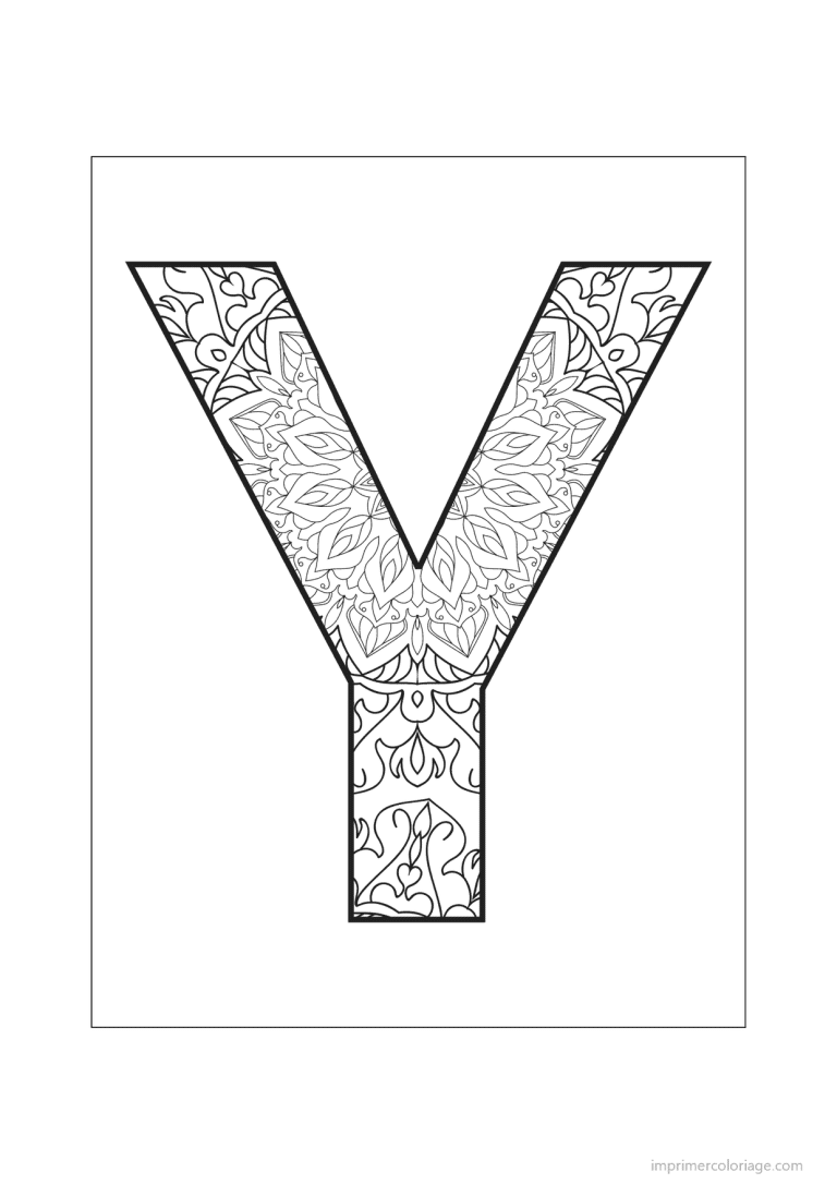 coloriage lettre y mandala - dessin gratuit &agrave; imprimer