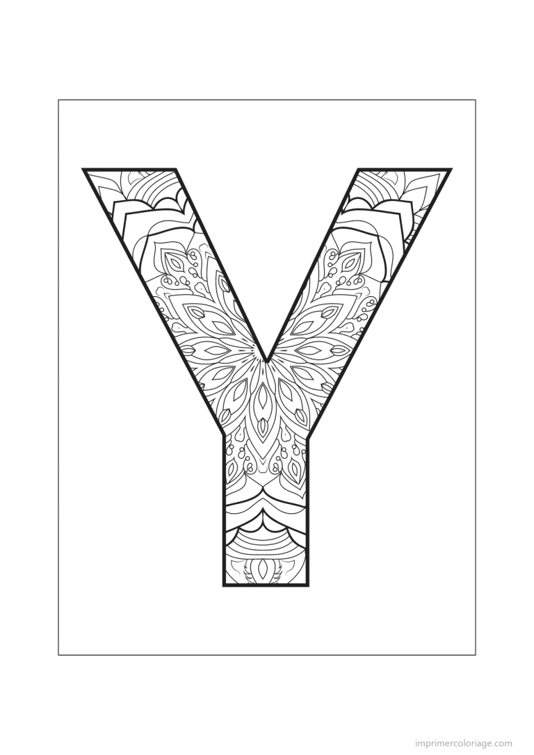 coloriage lettre y mandala fleuri - dessin gratuit &agrave; imprimer
