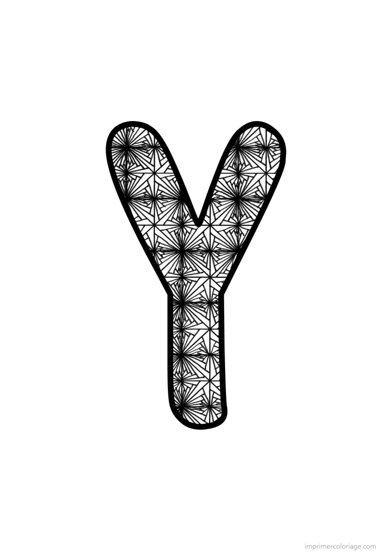 coloriage lettre y motif fleuri - dessin gratuit &agrave; imprimer