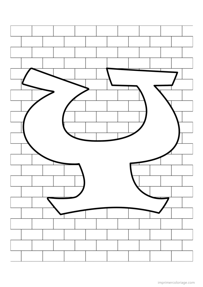 coloriage lettre y mur de briques - dessin gratuit &agrave; imprimer