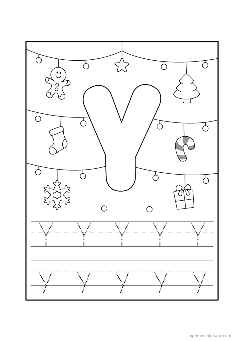 coloriage lettre y noel - dessin gratuit &agrave; imprimer