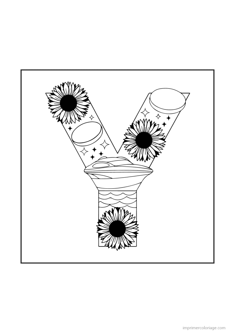 coloriage lettre y objets animaux - dessin gratuit &agrave; imprimer